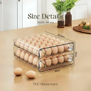 Rak Telur Kulkas Organizer • TEC • EGGO Egg Organizer Tempat Telur Organizer Kulkas Kotak Telur Bertingkat Laci Penyimpanan Telur 12 20 30 24 40 60 Slot Hemat Ruang Dan Kuat Kokoh Tebal