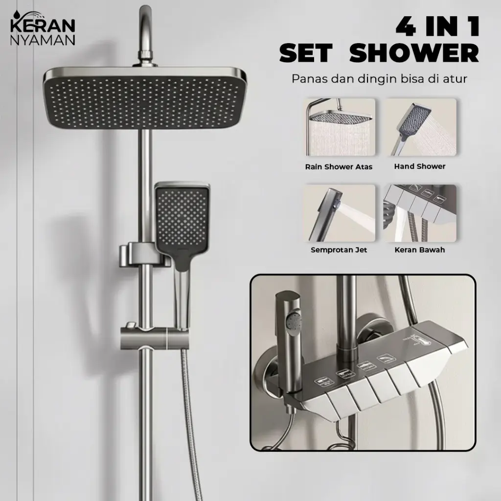 Shower Set Piano 4 in 1 Berkualitas Rain Shower Jet Spray High Quality ABU