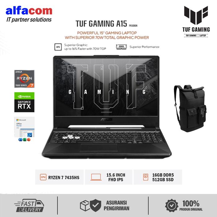Jual ASUS TUF A15 FA506NFR RYZEN 7 7435HS - RTX2050 4GB RAM 16GB 512GB ...