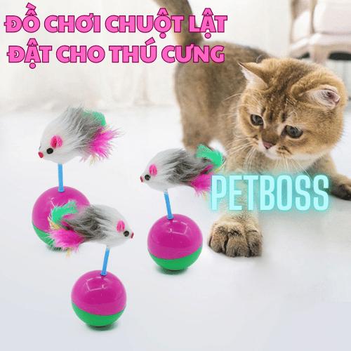 PC177 ĐỒ CHƠI CHUỘT LẬT ĐẬT LÔNG VŨ CHO MÈO VUI NHỘN XÃ STRESS, ĐỒ CHƠI THÚ CƯNG
