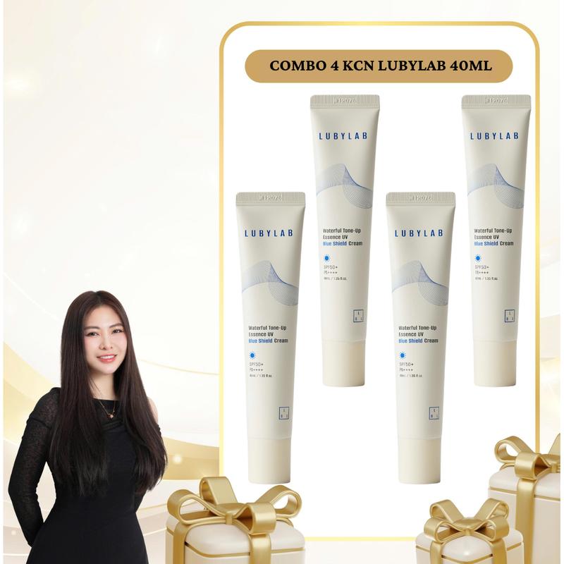 SN1764 - Combo 4 tuýp Kem Chống Nắng Lubylab Waterfull Tone-up Essence UV Blue Shield SPF50+ PA++++ 40ml