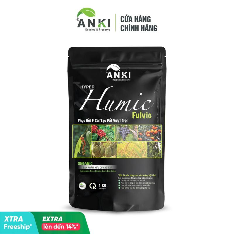  Phân bón Humic Fulvic Anki 1kg pha 400 lít nước - giữ nước giữ phân tiết kiệm chi phí phân bón cải tạo đất  dạng hạt  