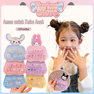 (Harian-Store) Fake Nail Art Stiker H1072 Kuku Palsu Karakter Lucu Set 12PCS Aksesoris Kuku Anak Perempuan Imut
