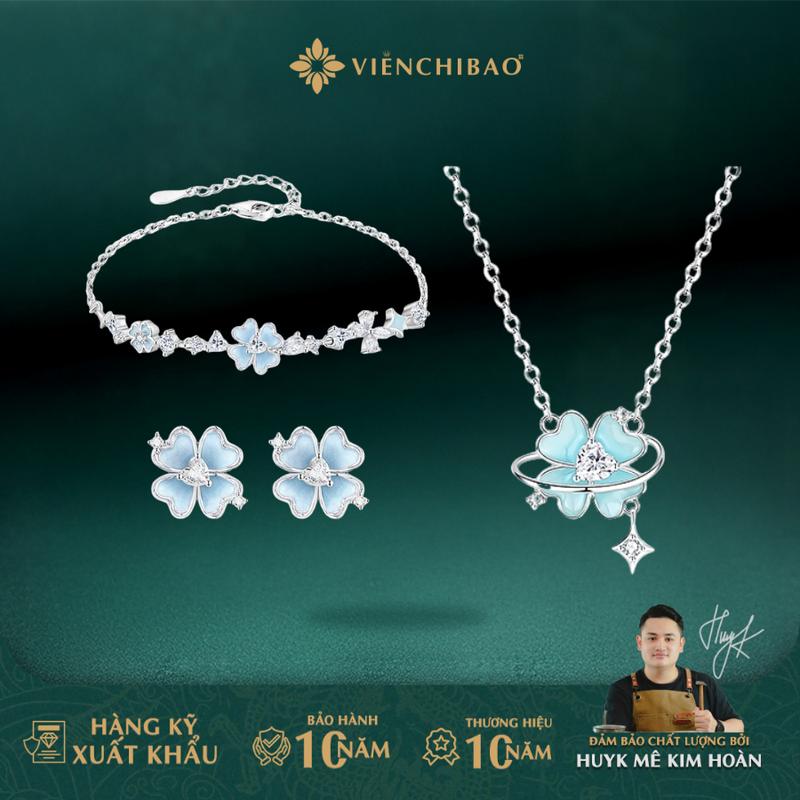 HuyK Viễn Chí Bảo - BST cỏ 4 lá phát sáng gồm Bông tai Lắc tay Dây chuyền S925 - B400344 L400244 D401076