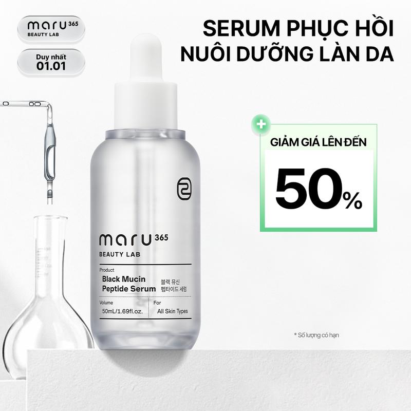   CH  Tinh chất nuôi dưỡng phục hồi da nhạy cảm Maru365 Black Mucin Peptide Serum 50ml 