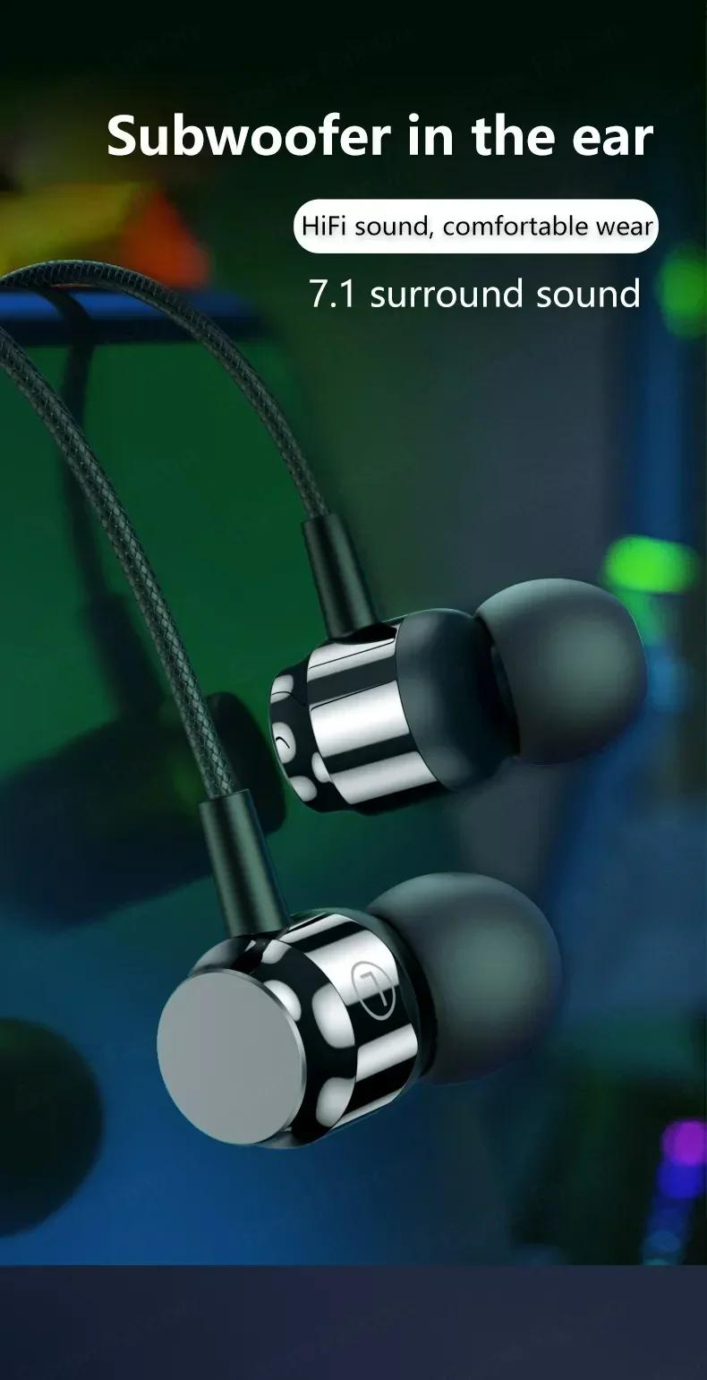 Earphone Gaming Berkabel 3.5Mm/Tipe-c Headphone In-Ear HiFi Bass Bebas Genggam Earbud Musik Stereo Headset Olahraga Portabel untuk Semua Ponsel Pintar