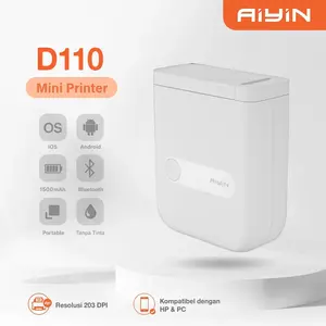 COD GRATIS APP Pencetak Label Thermal Printer Portable Bluetooth Nirkabel Mesin Pembuat Label  D110 Mini Wireless Printer AiYin
