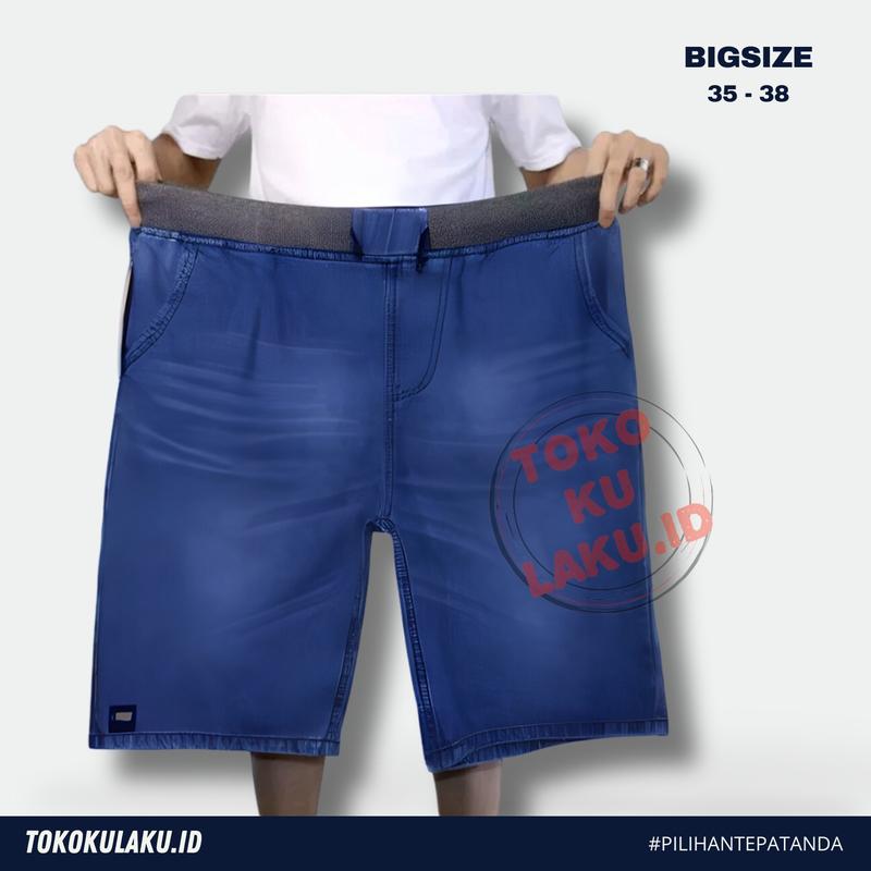 Celana Pendek Jeans Pria Big Size XXXL – 3PCS 100RB | Kolor Karet Tali | Model Distro Keren & Nyaman 6