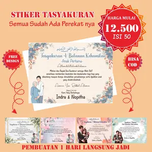 Stiker / Kartu Ucapan Tasyakuran Kehamiln 4 atau 7 Bulanan Cards Sehari Langsung Jadi