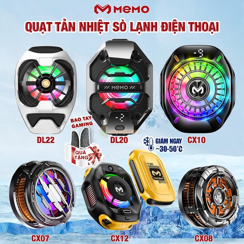 Quạt tản nhiệt điện thoại sò lạnh Memo CX07 CX08 Pro CX10 Pro CX12 DL22 DL20 AI có đèn led màn hình hiển thị nhiệt độ - Usb Phụ Kiện