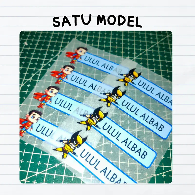 Label Baju Anak Karakter Super Hero Custom Nama Sablon Setrika Praktis Isi 50 Pcs 5