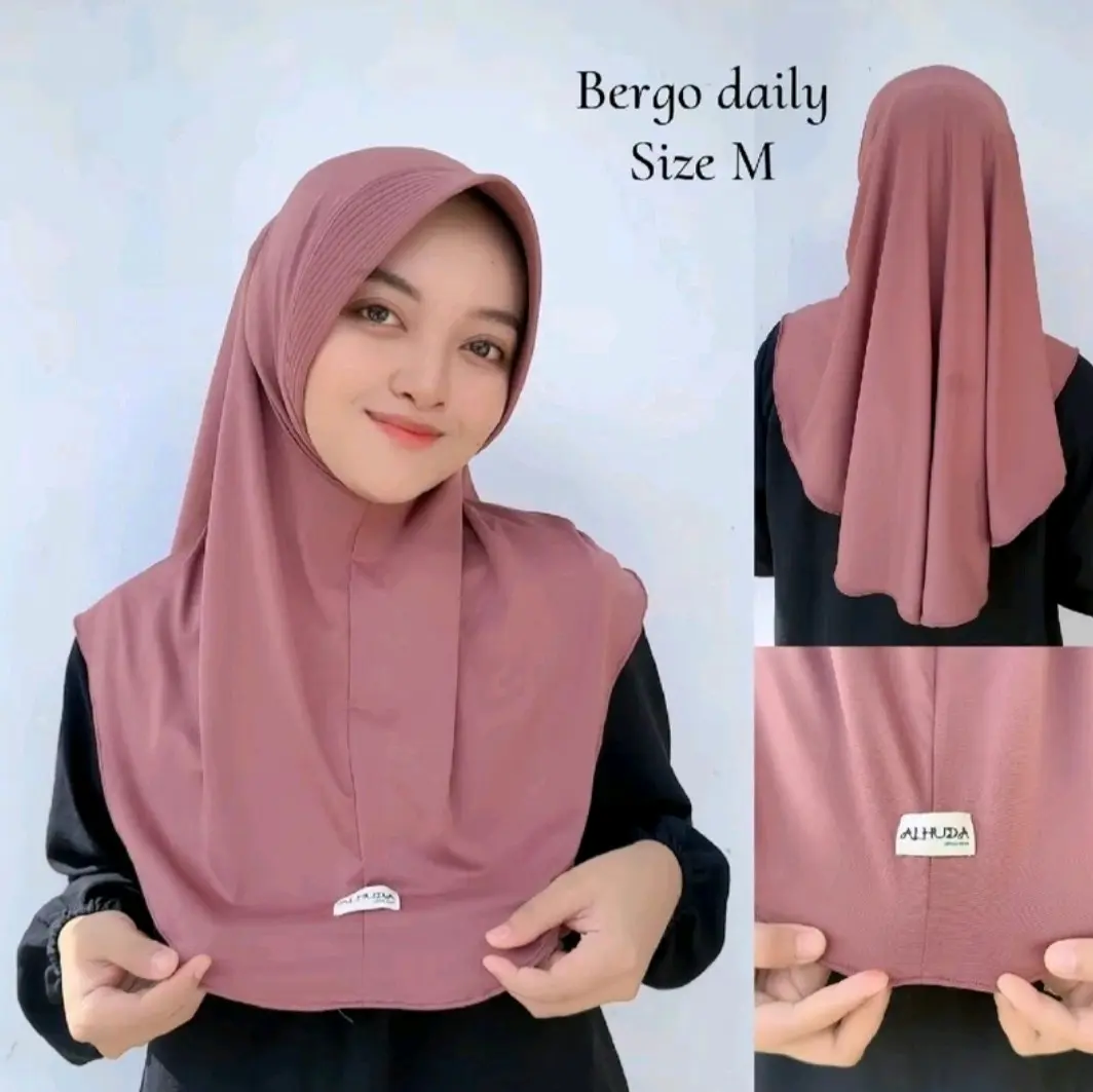 (By Arcella) bergo dayli hamidah size M label moven by Ar_rcella hijab. Kerudung Instan Muslim Wanita Cantik Nyaman mazen trombeige sport Sporty Panjang Lembut