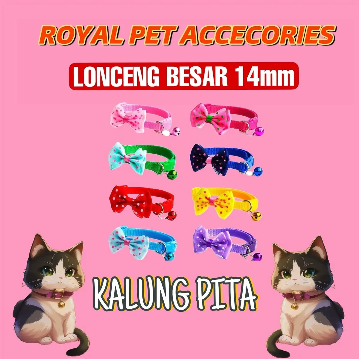 KALUNG KUCING PITA POLKADOT LUCU BANGET