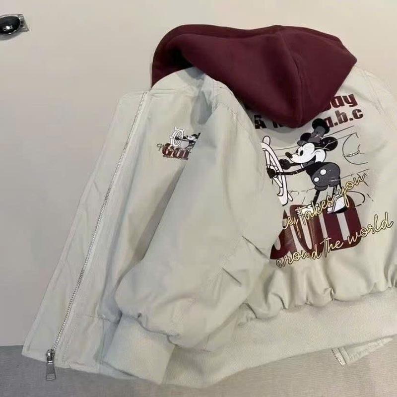   Form Nhỏ Lấy Tăng 1 Size  Áo Khoác Phao Trần Trám Mũ Nỉ MICKEY 2 Màu 13-50kg Cho Bé Trai Và Gái 