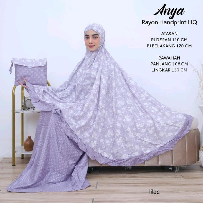 Mukena Dewasa Jumbo Rayon Handprint HQ Aksen Rempel ANYA by Imtiaz Moslem Atasan Bawahan 2