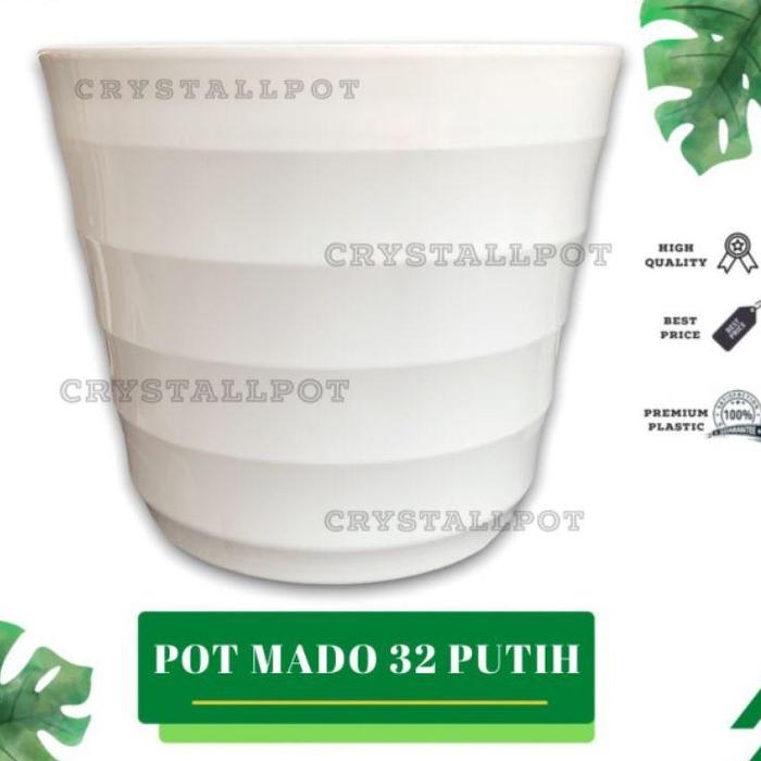 Gambar Pot Bunga Tanaman Plastik Lovenia Mado 32 Putih - LOVENIA PM 8032 dari CRYSTALLPOT Kota Tangerang Tokopedia