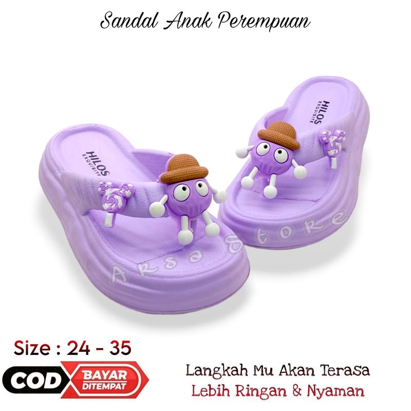 Sendal Jepit Anak Perempuan Umur 2 - 10 tahun Karakter / Sandal Anak Cewek Lucu Ringan Empuk 0