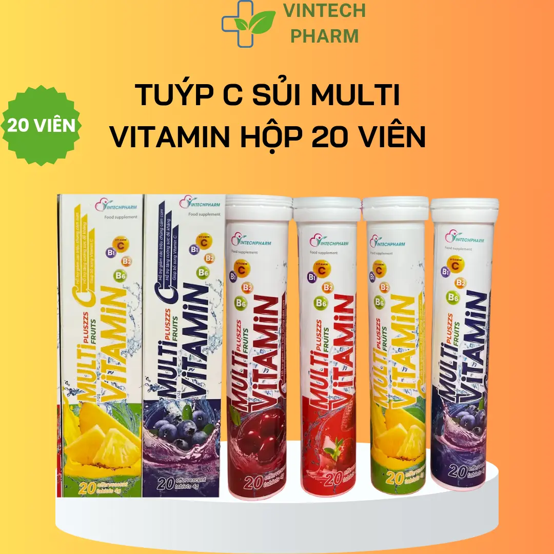 Viên Sủi hộp Multi Vitamin Bổ Sung Vitamin C Đa Dạng Các Vị Lựa Chọn- Hộp 20 Viên