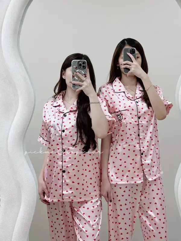 [PickMe] #A32  Baju tidur lengan pendek stelan oneset wanita baju tidur satin lengan pendek 2