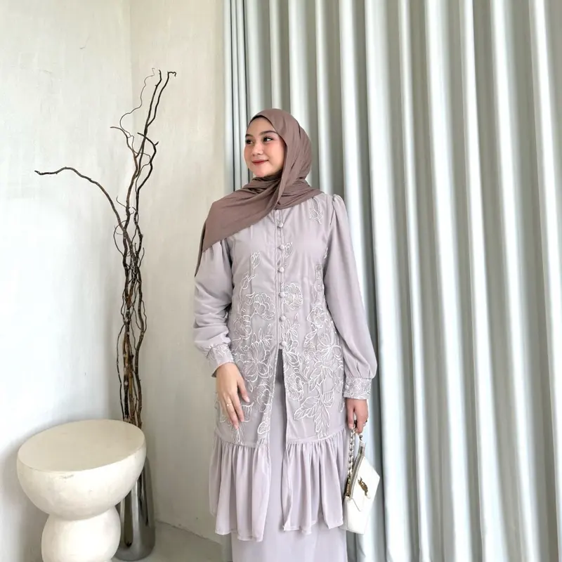 Stuffcisy Safwa Ready (MOTIF 3) Oneset Ceruti Puring Kondangan Lamaran Wisuda Daily Panjang Setelan Rok Terbaru Kondangan Rempel Formal Muslim Kancing Wanita Nyaman Ceruty 5