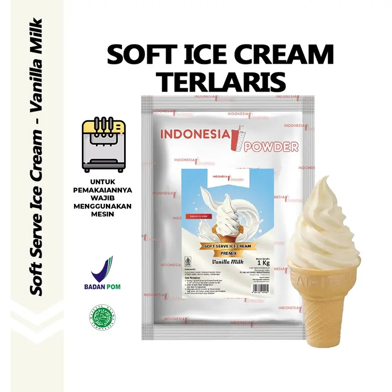 [ICE CREAM] Bubuk Soft Serve Ice Cream Premium / Es Krim Premix Premium Quality 1 Kg Rasa Vanilla Milk / Vanila Susu Omura Powder 0