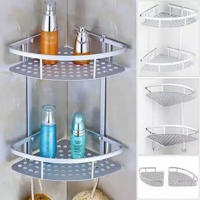 Rak Sudut Dinding Kamar Mandi Alumunium 2 Susun AC104 Aluminium Peralatan