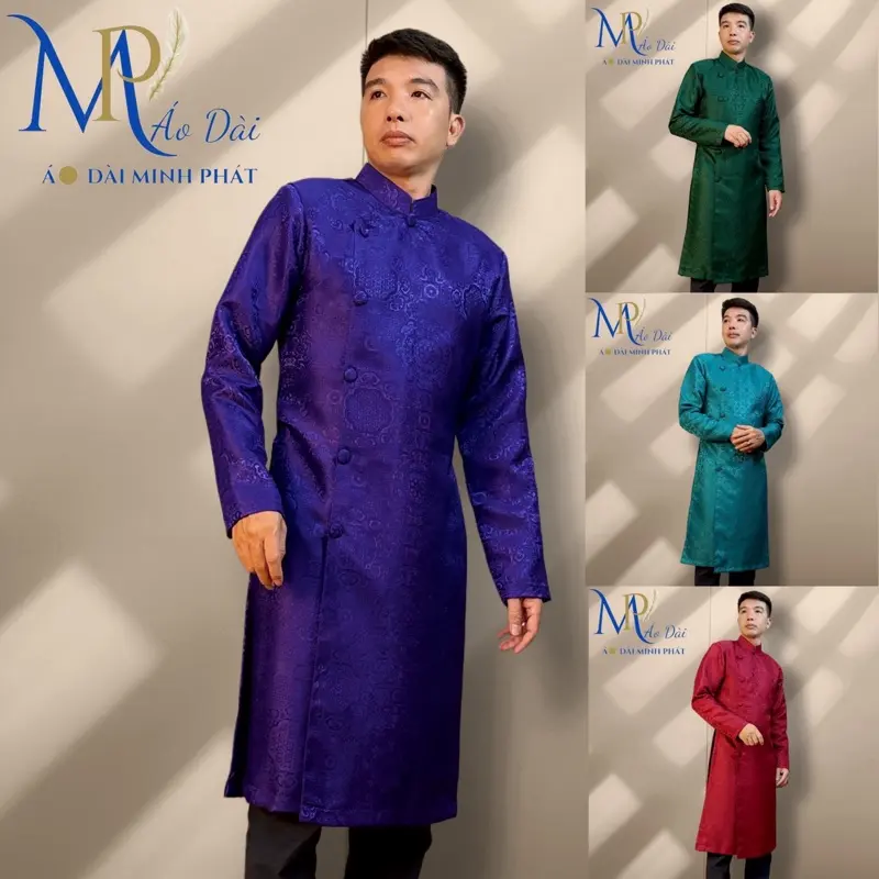 Áo Dài Nam Vải Gấm Hoạ Tiết ẩn trên áo, đơn giản sang trọng với nhiều mầu phú hợp với các lựa chọn Guu ăn mặc của nhiều người. 0