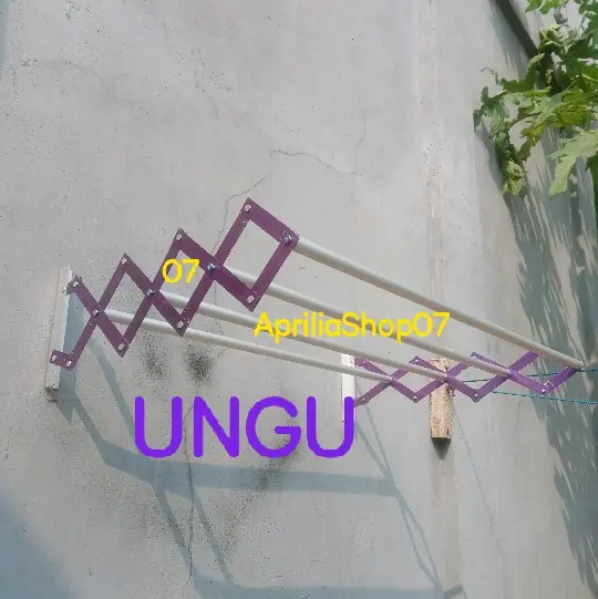 JEMURAN LIPAT PALANG 4. (UNGU) JEMURAN ALMUNIUM ANTI KARAT. JEMURAN TEMPEL DINDING SERBAGUNA. UKURAN 75x63x18cm