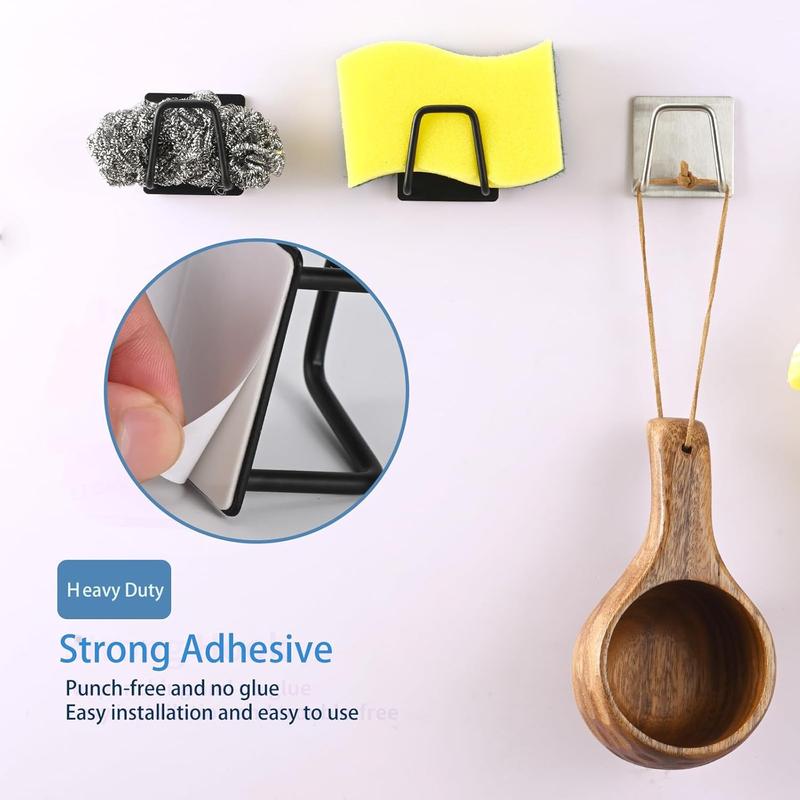 Giá Đỡ Miếng Bọt Biển Dính Bồn Rửa Nhà Bếp, Giá Để Đồ Phụ Kiện Móc Treo Máy Chà Sàn Bằng Thép Không Gỉ 2