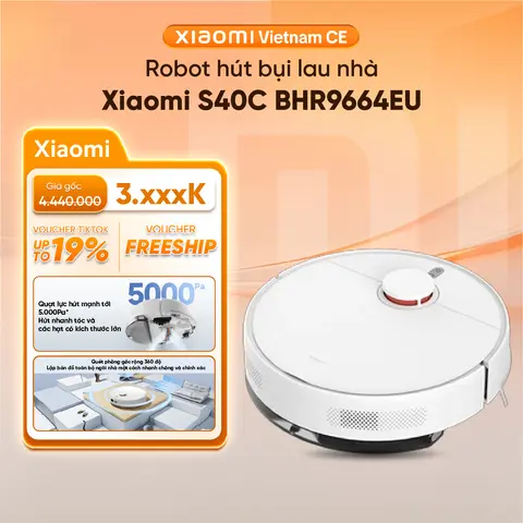 Robot hút bụi lau nhà Xiaomi Robot Vacuum S40C EU BHR9664EU | Lực hút 5000Pa | Kiểm soát lưu lượng nước | Bảo hành 12 tháng