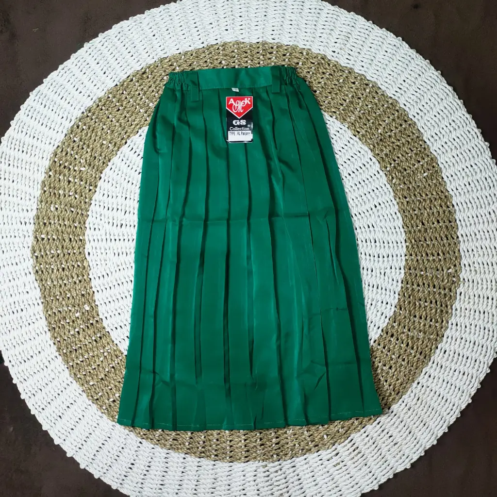 jual rok hijau madrasa MI full rempel kain HIGH TWIS licin rok sekolah Nyaman Wanita Maxi Panjang