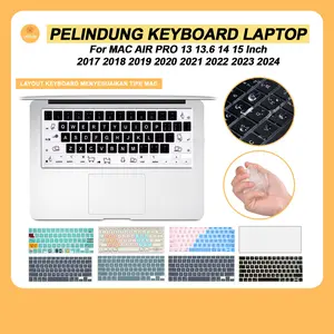 Pelindung Cover Keyboard Silicone Laptop Mac M1 M2 M3 Air Pro 13 14 15 16 inch Lentur Tahan Air Motif Gambar Kartun Anime Kucing