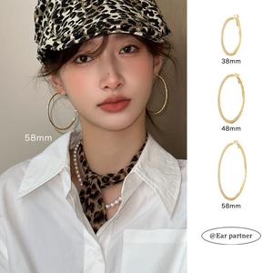 EAR PARTNER-大きめ-サークルピアス、万能で上品なスタッドピアス、高級感と手頃さを兼ね備えたスタースカイスタッドピアス、女性用(eh-3392)