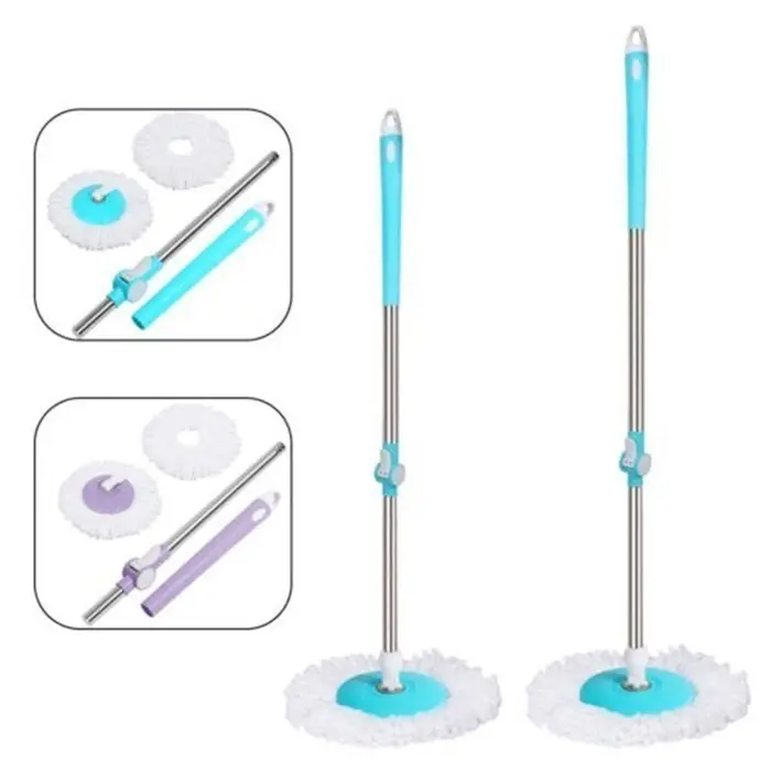 Alat Pel Lipat Peras Tongkat Handle Gagang Pel Lantai Kain Spin Mop Stick Set Putar 360