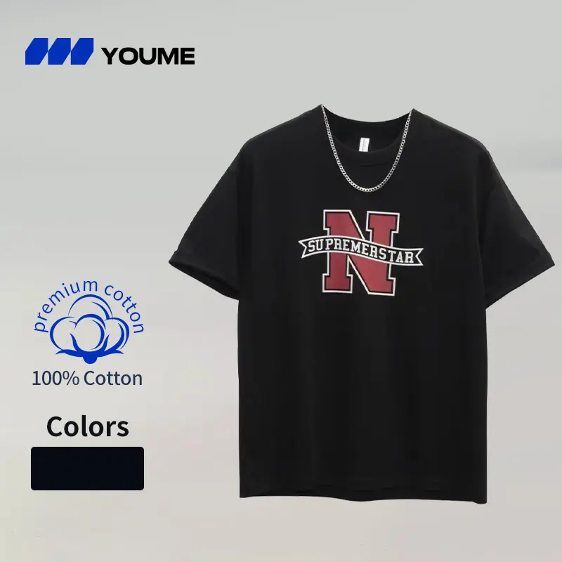 New summer fashion all-match personality printing casual loose round neck 100% cotton T-shirt