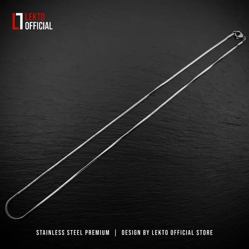 Kalung Titanium Anti Karat Selamanya Uniseks Pria Wanita Terlaris Motif Kotak SIERRA Monel Silver Pelapisan Logam Elegan 2