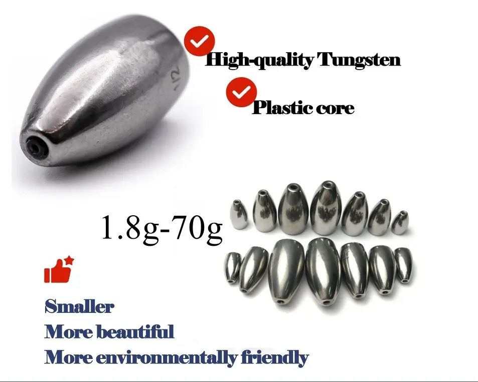 Tungsten Steel Fishing Weights Bullet Fishing Sinkers Weights Worm Jig Hook Bass Trout Fishing Lure Accessories