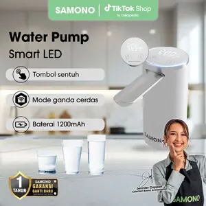 (BISA COD) Samono Pompa Galon Portable USB Rechargeable Touch Screen Food Grade [SW-CQ02S] Air Kabel Putih Water