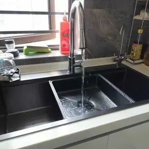 RACK Kitchen Sink Modern 3.0mm SUS 304 Stainless Steel Bak Cuci Piring Hitam Cuci Piring Ketebalan
