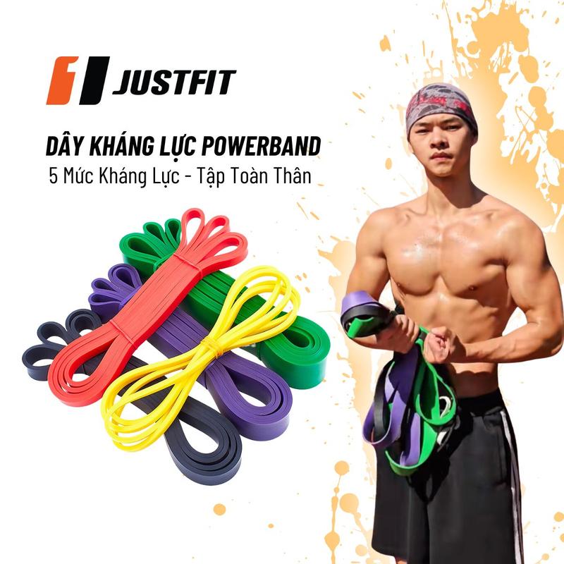  Dây kháng lực JUSTFIT power band powerband tập gym tập yoga thể dục tập chân nam nữ Tập Cơ Tay Cao Su Tập Yoga 