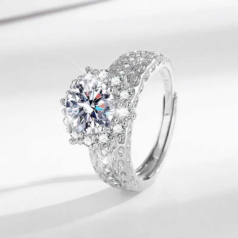 【003Harga telah dibanting, segera di CO】Chard Wake Cincin Wanita Berlian Perhiasan Tunangan Ukuran Bebas 2 Karat Cincin Cewek  CWR021 2