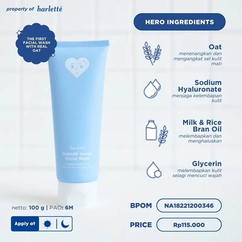 Harlette Oatmilk Bundle | Untuk Kulit Oily, Kombinasi, dan Acne Prone, Mencerahkan, Skincare Wajah, Berjerawat 1