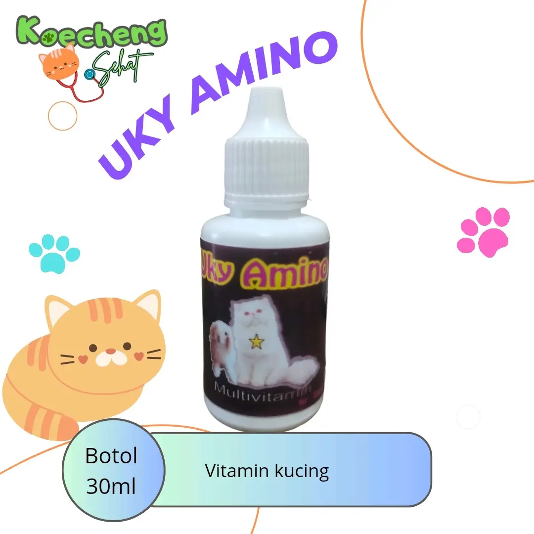 Vitamin kucing Uky amino 30ml utk menambah nafsu makan, pertumbuhan, memperbaiki bulu, pertumbuhan