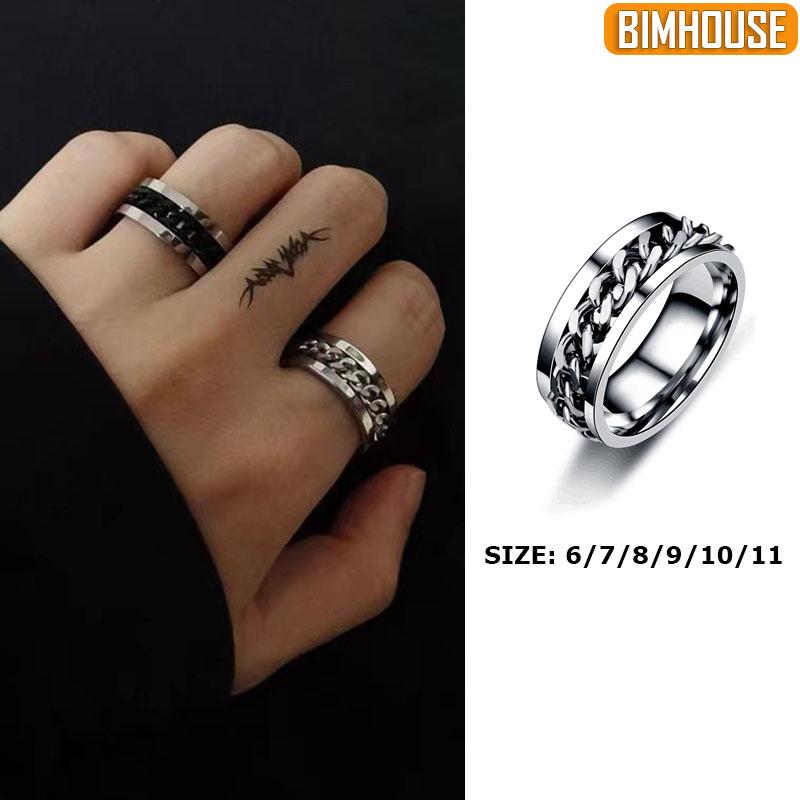  Nhẫn Nam Khui Bia Titan Họa Tiết Dây Xích Cực Đẹp 