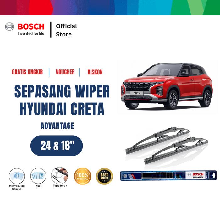 Gambar ⁠Bosch Wiper Kaca Mobil Hyundai Creta Advantage  24 dan 18 Inci dari Bosch Automotive Kab. Bekasi Tokopedia