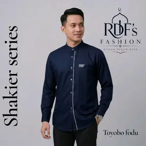 koko lengan panjang pria best seller  Baju Muslim Dewasa Katun Toyobo Variasi Kancing Hitam  Seragam Nyaman