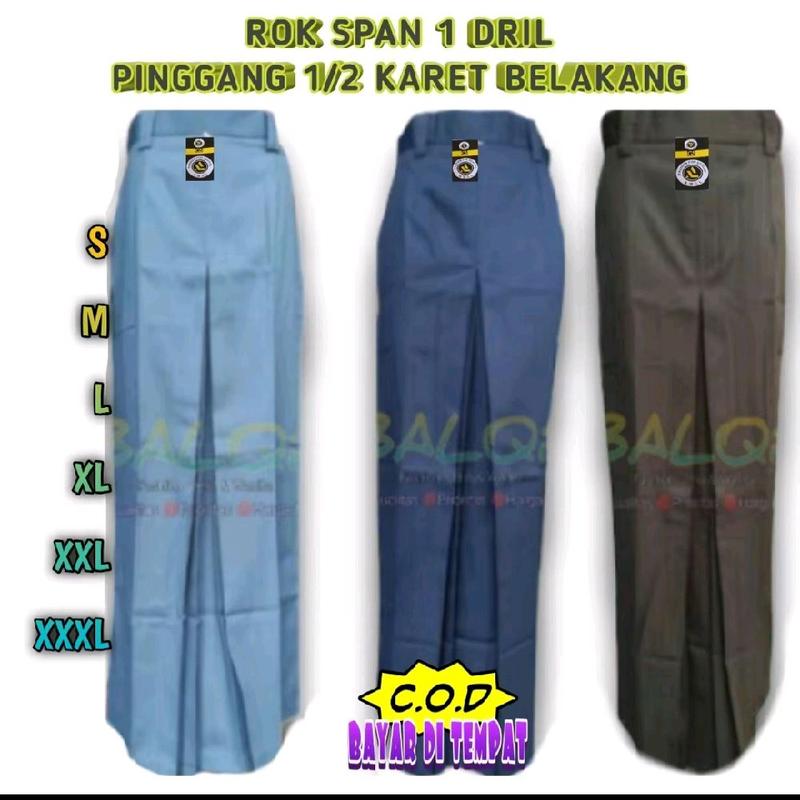 ameL Rok SPAN 1 SMP MTs SMA lipat depan twis drill Siswi Sekolah Wanita Panjang Katun Tebal Kantor Formal Kerja Hitam Basic 3