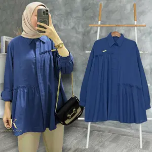 Bian Oversize Blouse Kemeja Jumbo Rayon Viscose Adem Kancing FREE BROS  Muslim Nyaman Baju Atasan  Panjang Dewasa | Original Juragan Klambi
