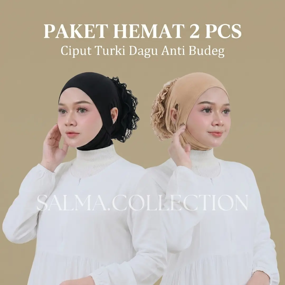 Salma Collection PAKET HEMAT 2pcs Ciput Dagu Anti Slip Premium Bahan Jersey Super Lembut & Breathable Cocok untuk Hijab