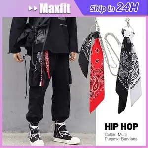 Punk Hiphop Rantai Pinggang Celana Jeans Cargo Chain Accesoris Fashion + Scarf Slayer Hip-Hop Square Bandana Bando